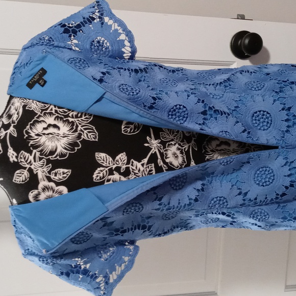 💙Talbots💙 - Cornflower Blue Floral Lace Overlay Dress - Picture 6 of 12